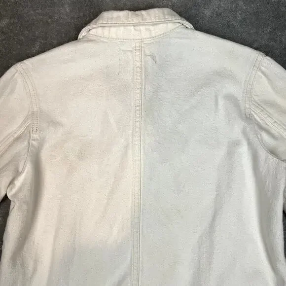 Everlane Denim Chore Jacket Womens XS Ivory Patina Organic Cotton Minimalist - Picture 7 of 9